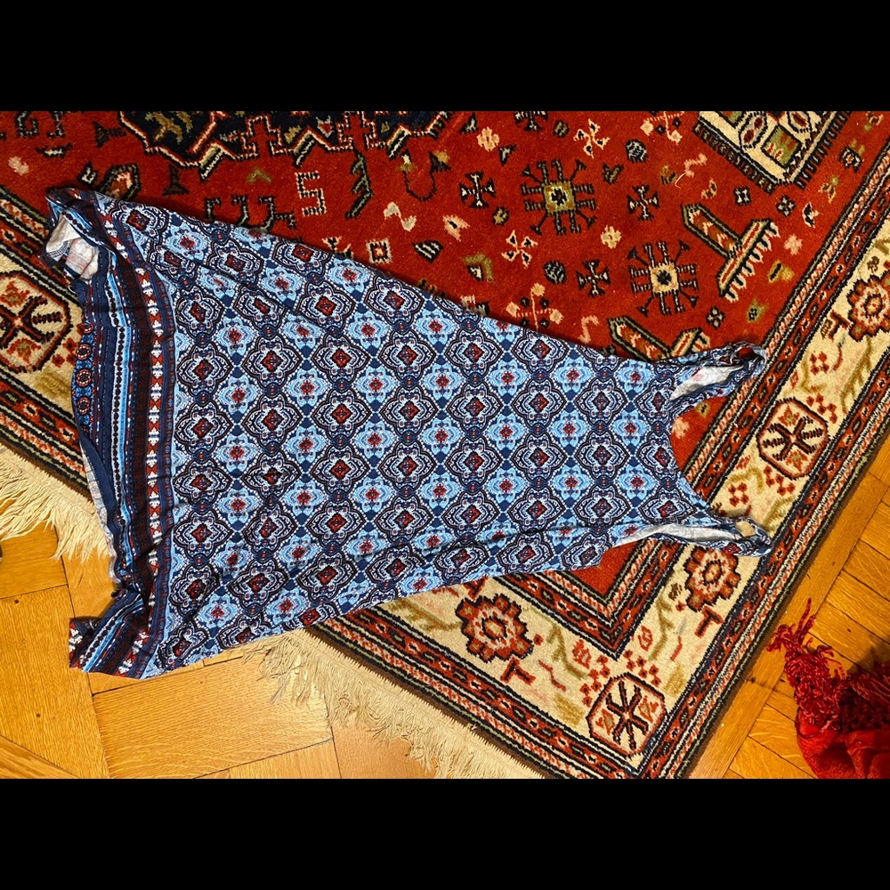 Blue summer dress with tribal print